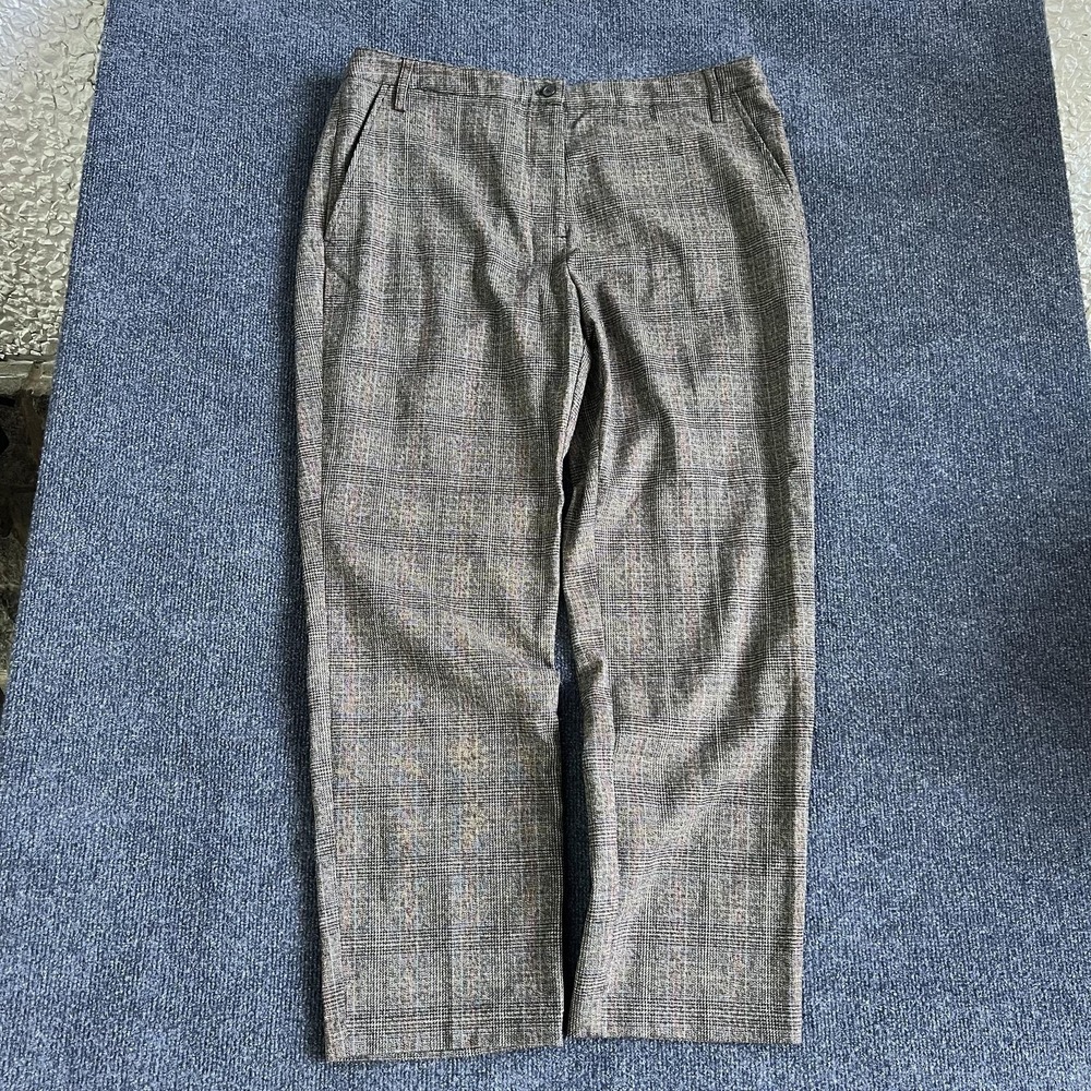 Cooper & Ella Dress Pants Womens 14 Gray Plaid Tweed Straight Leg Ankle Career